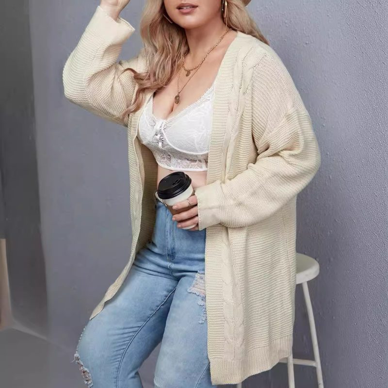 Elegant Long Knitted Cardigan Coat - Autumn/Winter - Image 2