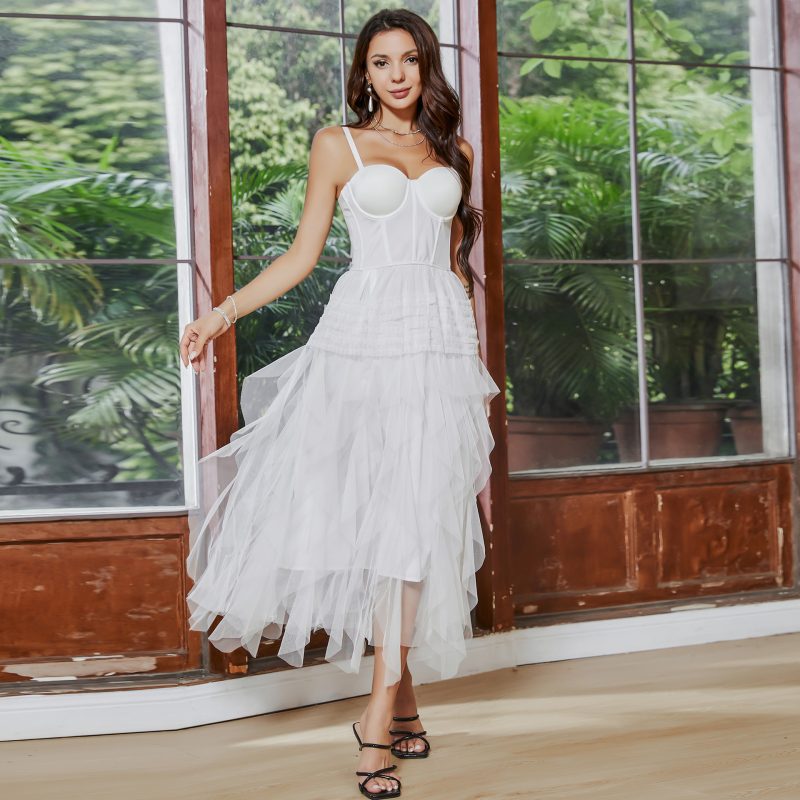 French Tube Top Corset Dress - White Yarn, Large Swing - Image 2