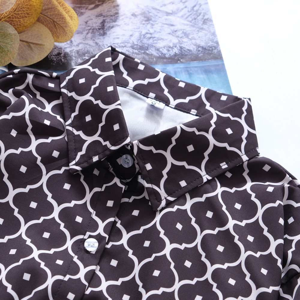 Floral Print Collared Loose Long Sleeve Shirt - Women’s Top - Image 5