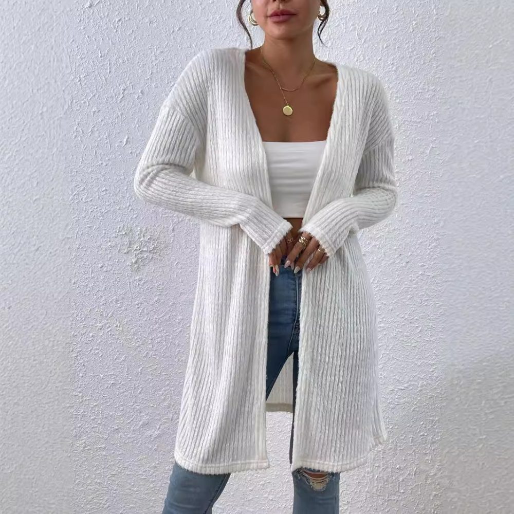 Fall Casual Furry Shawl Long Coat - Long Sleeve