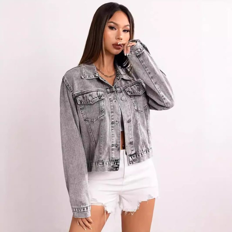 Distressed Loose Denim Jacket for Women in Autumn