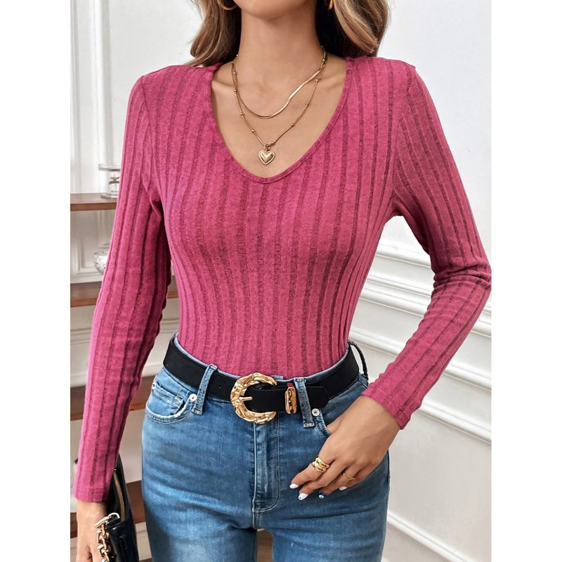 Autumn Solid Color Slim Fit Long Sleeve Shirt