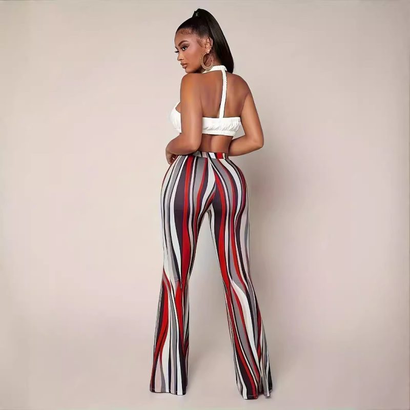 Women’s Digital Print Bell Bottom Pants - Tight Fit, Casual Big Leg Trousers - Image 4