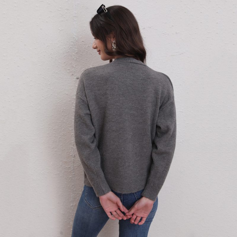 V-Neck Button Cardigan - Autumn/Winter Casual Sweater - Image 2