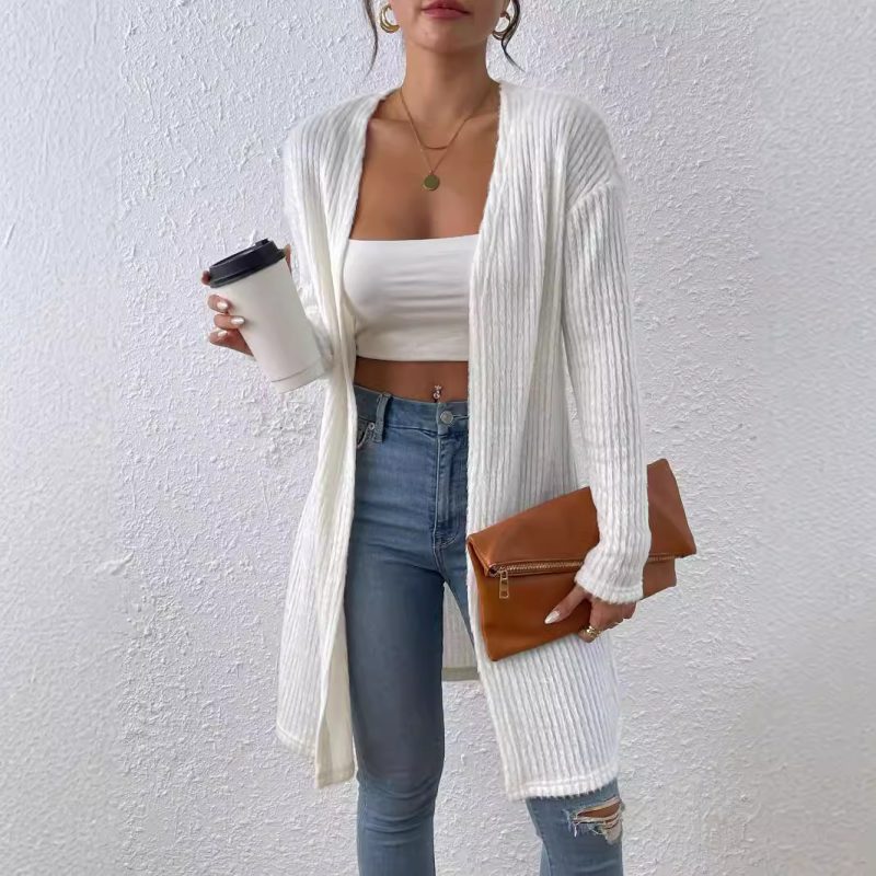 Fall Casual Furry Shawl Long Coat - Long Sleeve - Image 3