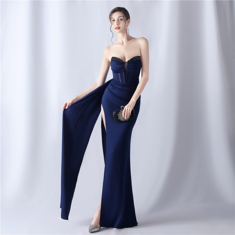 High-End Beaded Corset Evening Dress - Waist Tight - Image 2