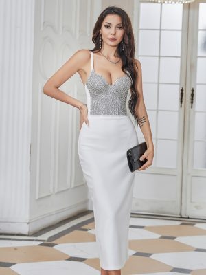 High-End Beaded Corset Dress – Sexy Sling Slim Mid-Length