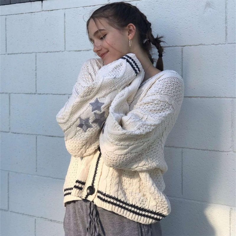 Creamy White Batwing Cardigan - Long Sleeve Autumn Winter Sweater