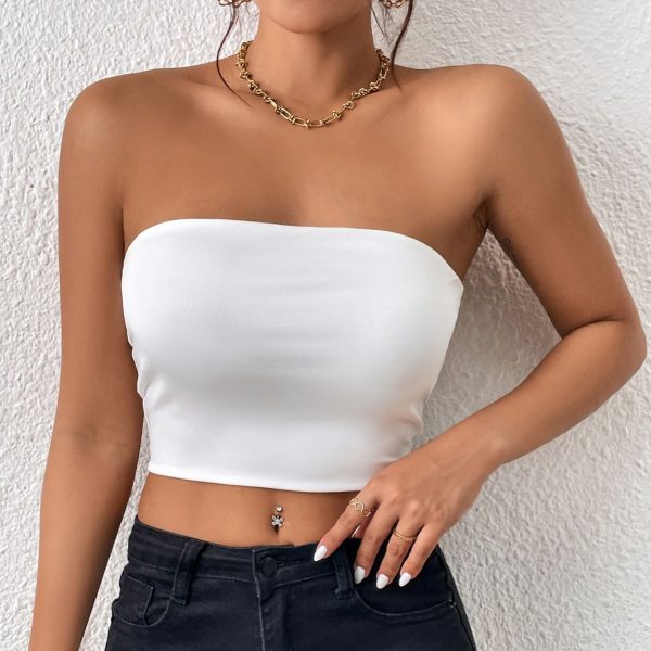 Sexy Cropped Tube Top Strapless Vest Outer Wear Tank Top for Women - Image 3