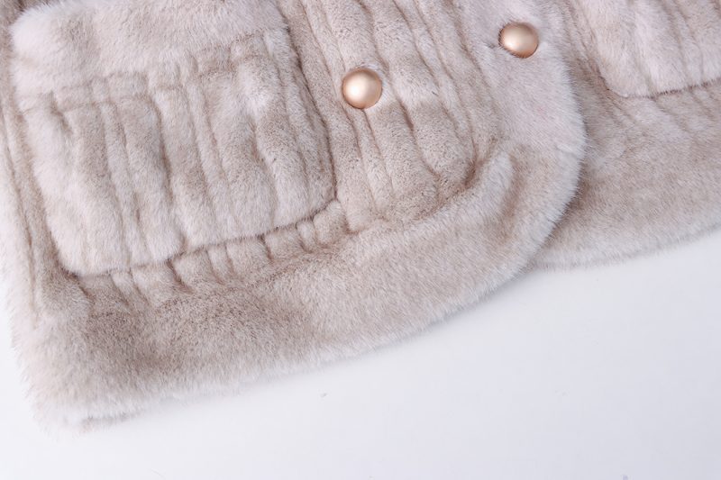 Marbling Texture Design French Mink-Like Wool Furry Environmental Protection Fur Coat - Image 5