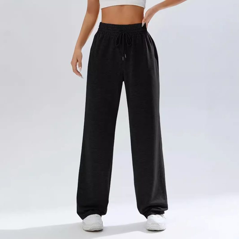 Soft High-Waist Wide Leg Sweatpants for Women - Casual Drooping Fit - Image 3