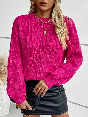 Loose Solid Color Sweater – Casual Long Sleeve Autumn Winter