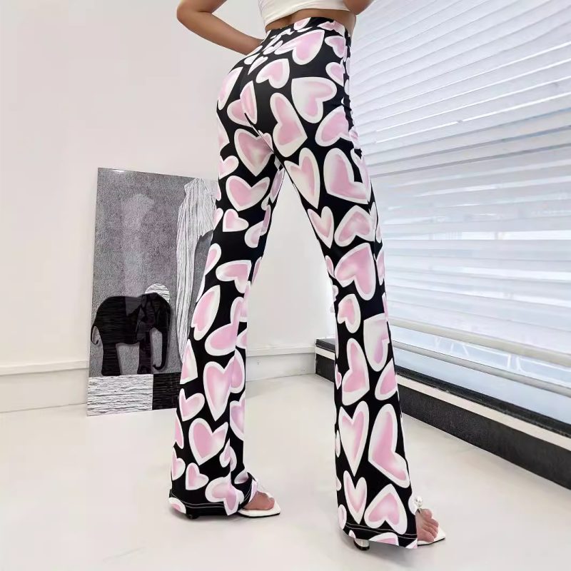High-Waist Printed Casual Pants - Hip-Wrapped Micro Bell Bottoms for Women