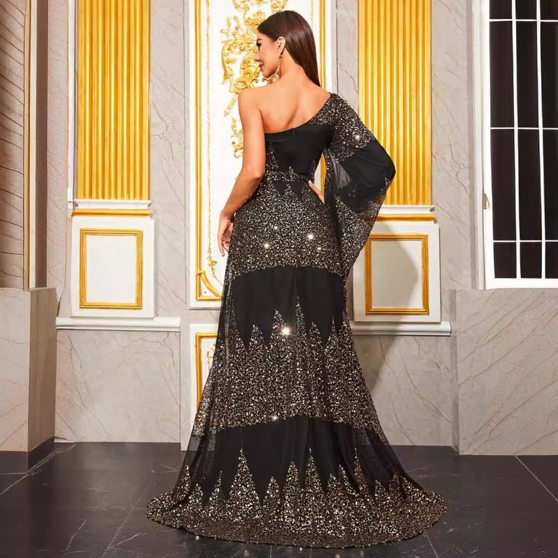 Ladies Sequined One Shoulder Cocktail Evening Dress - Image 2
