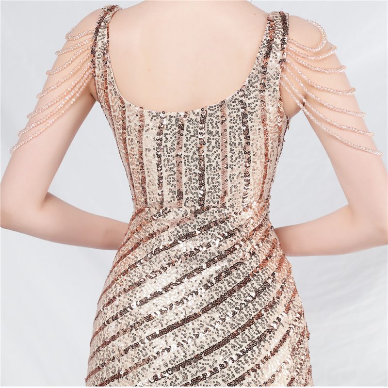 Handmade Sequin & Velvet Evening Dress - Light Luxury - Image 5