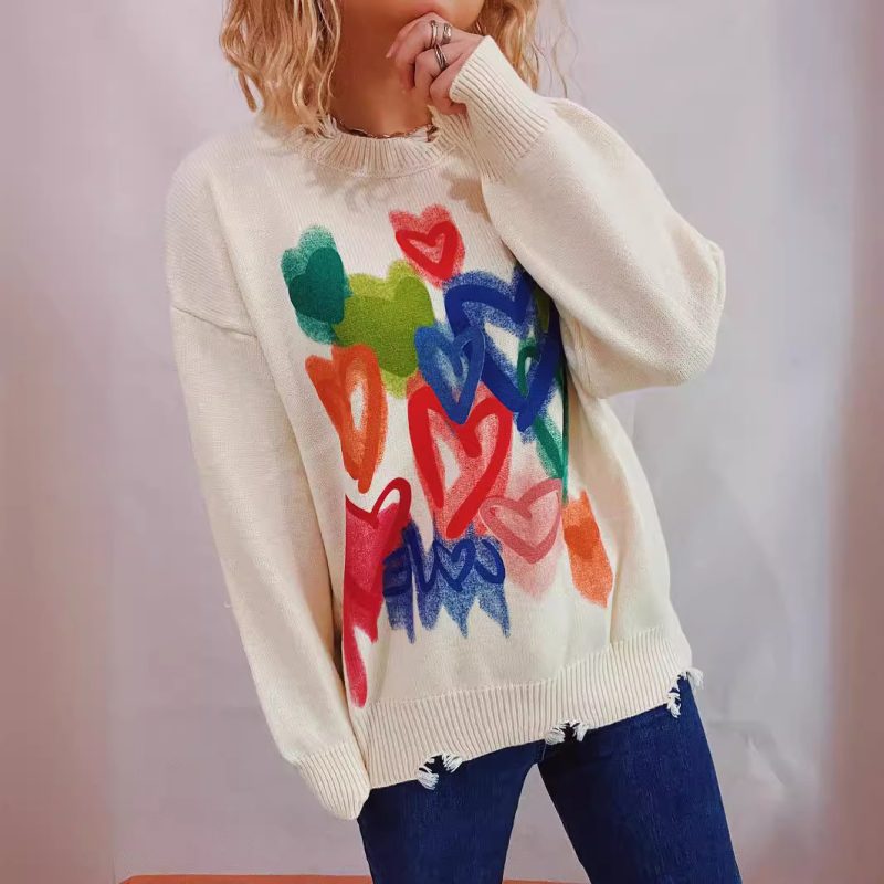 Retro Printed Graffiti Sweater - Japanese Korean Style - Image 2