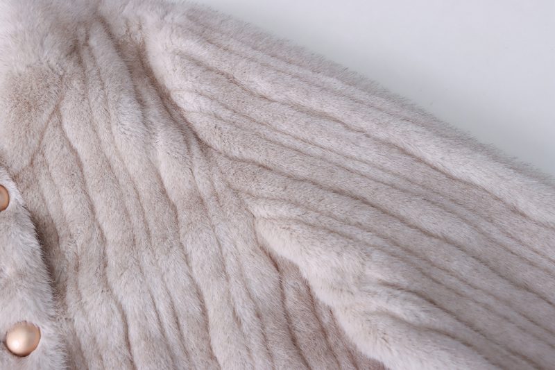 Marbling Texture Design French Mink-Like Wool Furry Environmental Protection Fur Coat - Image 4