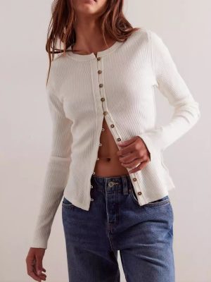 Slim Fit Cardigan – Short Long Sleeve Autumn Sweater