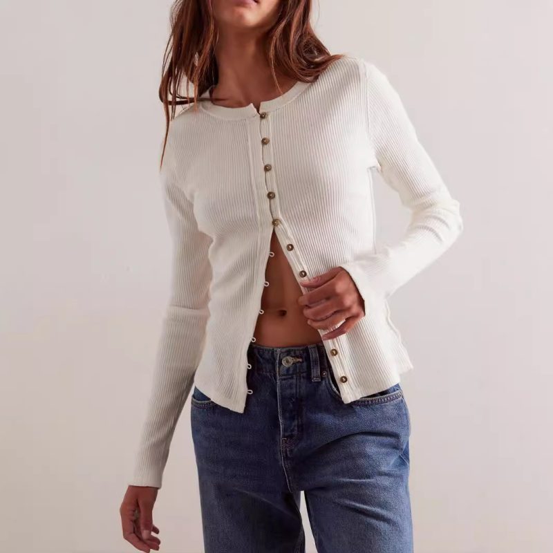 Slim Fit Cardigan - Short Long Sleeve Autumn Sweater