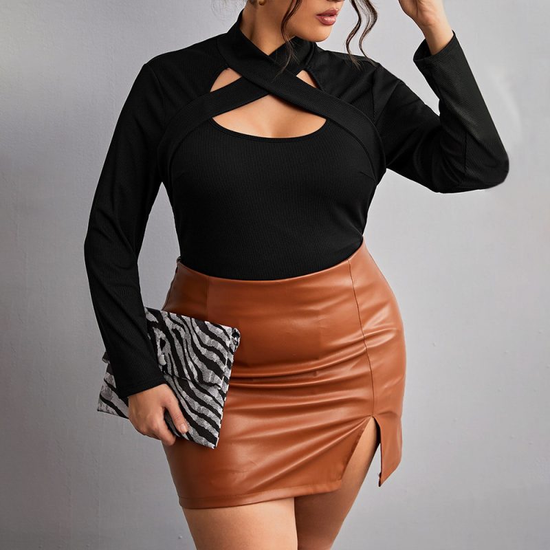Plus Size Elegant Faux Two-Piece Blouse - Fall/Winter