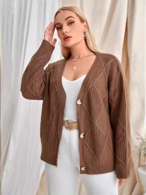 Custom Elegant Knitted Cardigan Coat – Autumn/Winter