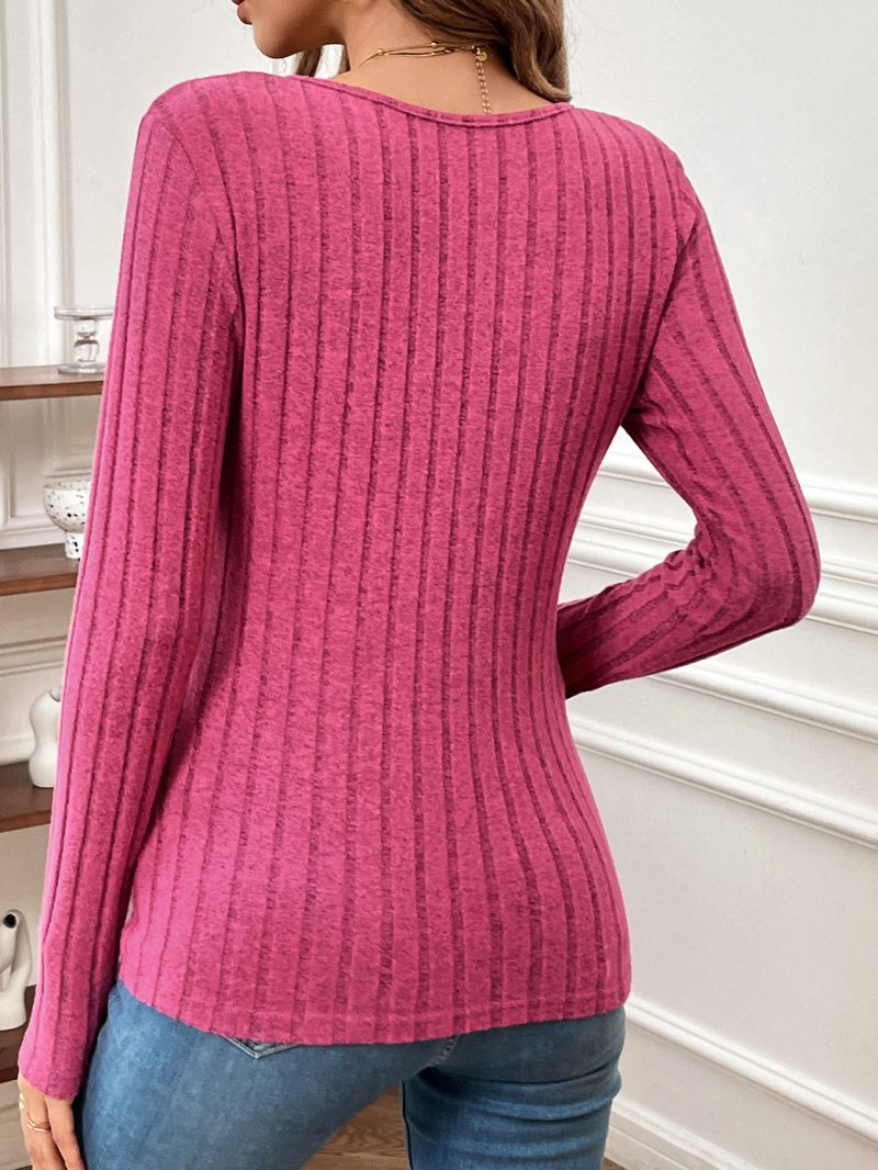 Autumn Solid Color Slim Fit Long Sleeve Shirt - Image 4