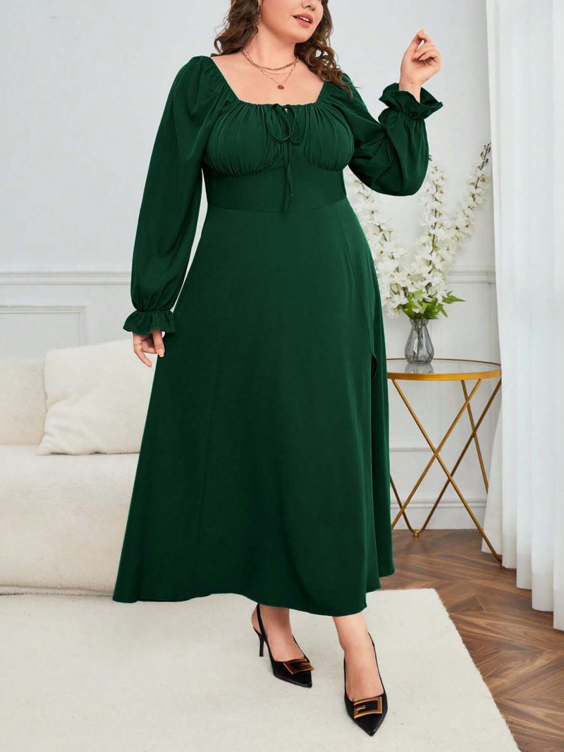 Plus Size French Elegant Midi Dress - Image 3