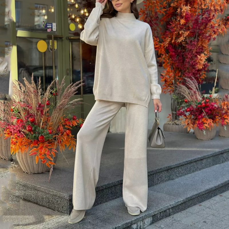 Turtleneck Knitwear - Soft Split Sweater, Autumn/Winter