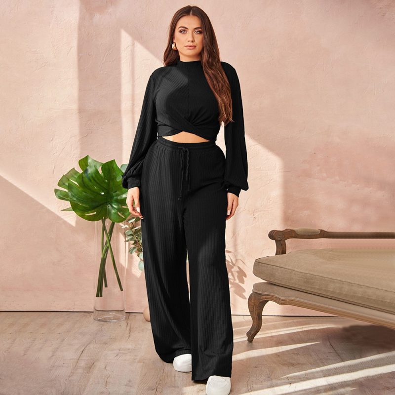 Plus Size Casual Sports Suit - Slimming Two-Piece, Autumn/Winter - Image 3