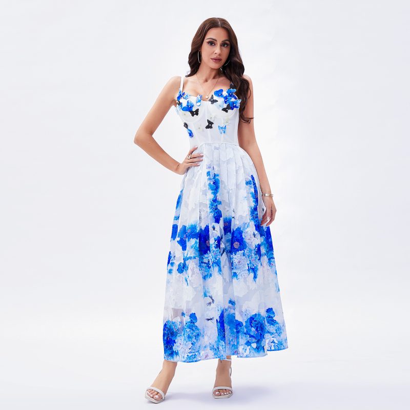 Elegant Corset Dress - Butterfly Diamond A-Line with Spaghetti Straps - Image 4
