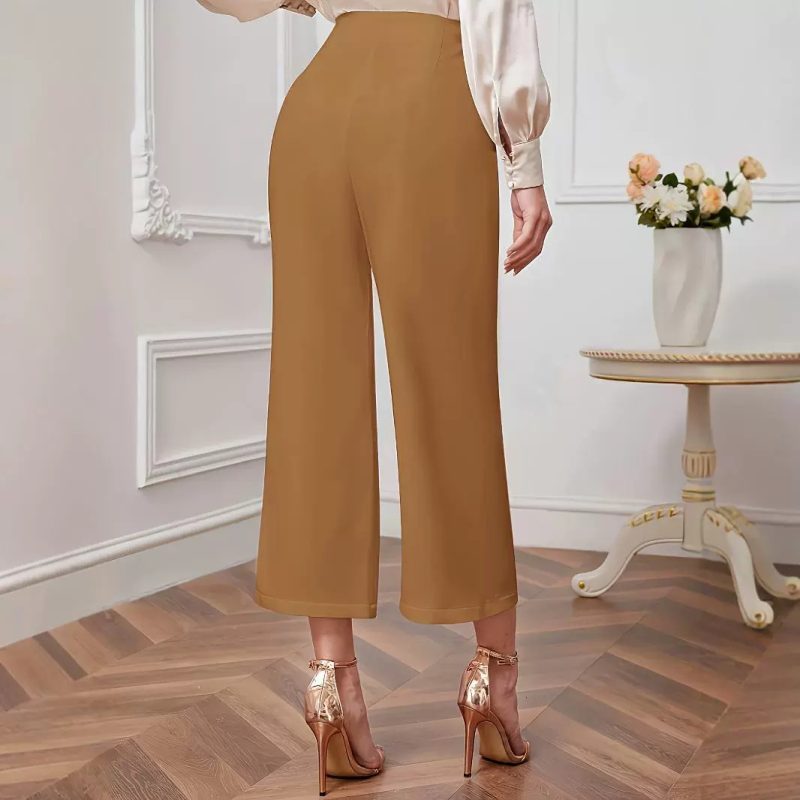 High-Waist Wide Leg Pants - Autumn Loose Straight Fit for Women - Image 4