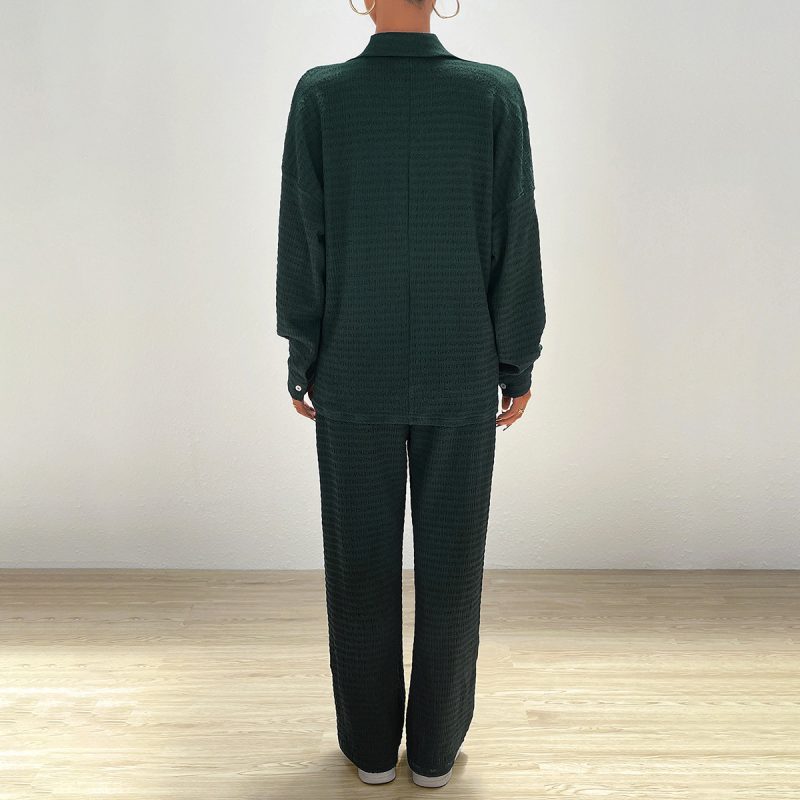 Elegant Autumn Winter Women's Long-Sleeve Shirt & Trousers Set - Image 4