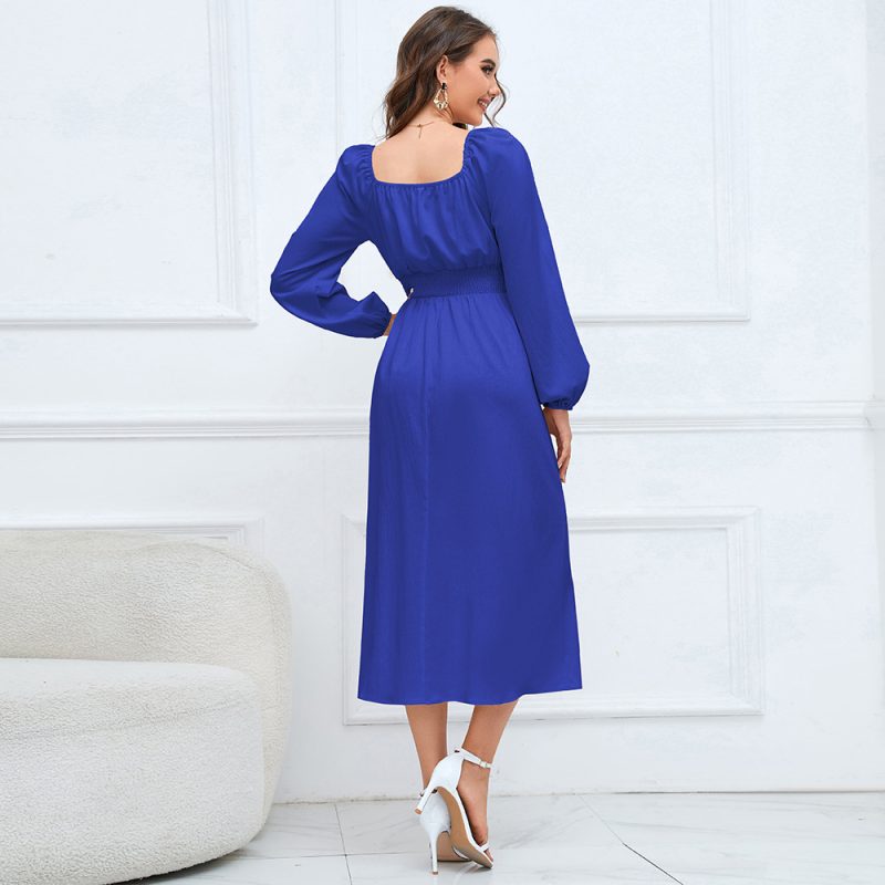 Slim Fit V-Neck Women's Dress - Autumn Winter - Image 4
