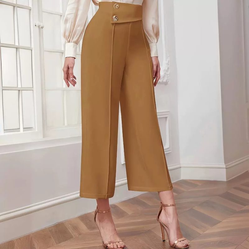 High-Waist Wide Leg Pants - Autumn Loose Straight Fit for Women - Image 3