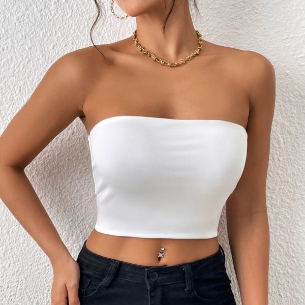 Sexy Cropped Tube Top Strapless Vest Outer Wear Tank Top for Women - Image 2