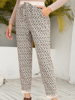 Women’s Printed Lace Casual Loose Trousers