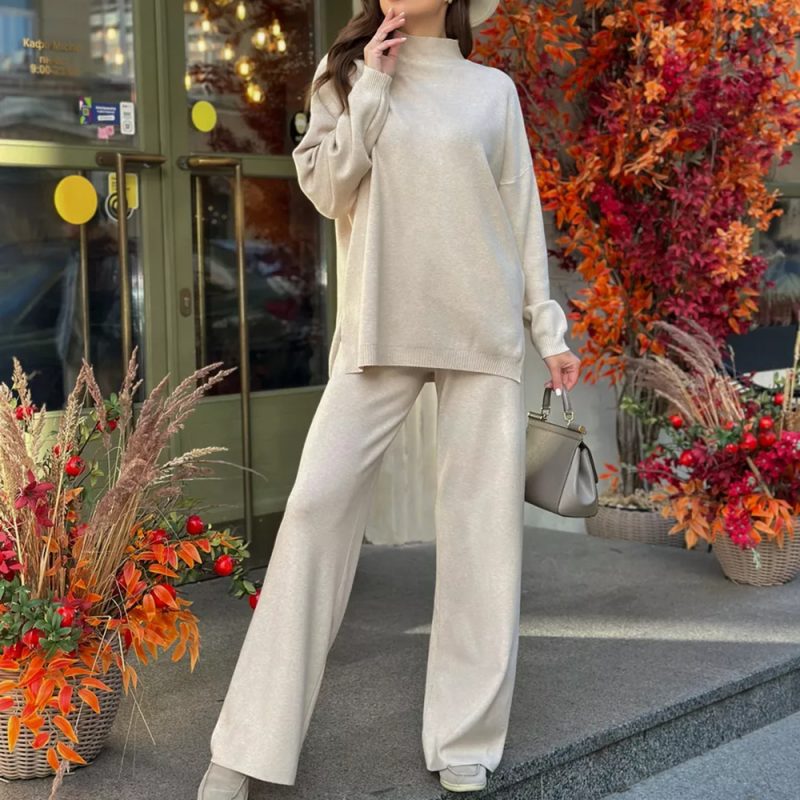 Turtleneck Knitwear - Soft Split Sweater, Autumn/Winter - Image 3