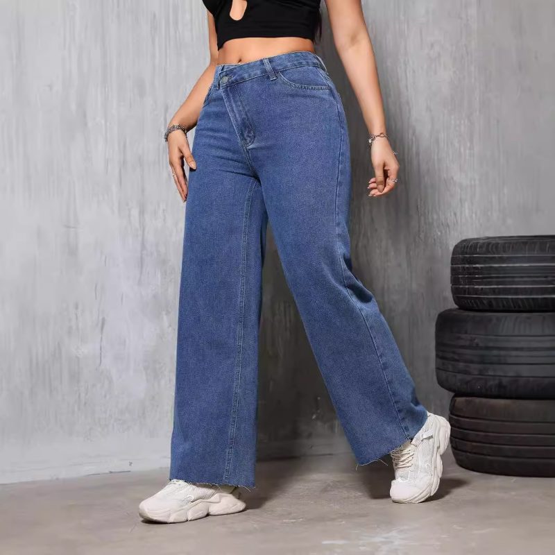 Retro High Waist Loose Straight Blue Jeans for Women - Image 3