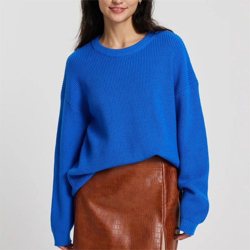 Loose Fit Round Neck Pullover - Autumn Winter Knit Sweater