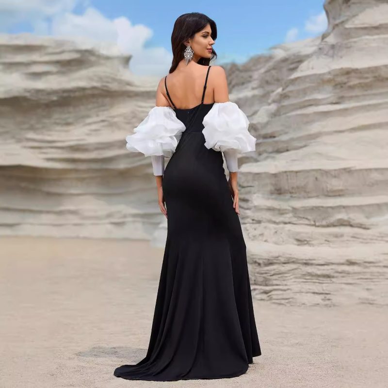 Ladies Elegant Fishtail Evening Gown with Sling Stitching and Glossy Lantern - Image 2