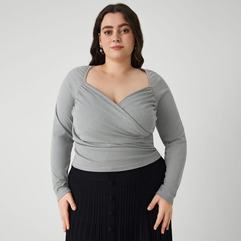 Plus Size Elegant Intellectual T-Shirt – High Fashion Autumn/Winter Top