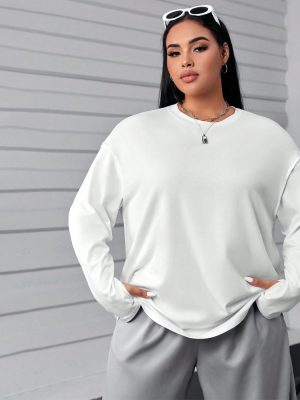 Plus Size Round Neck Long Sleeve Top – Loose & Comfortable