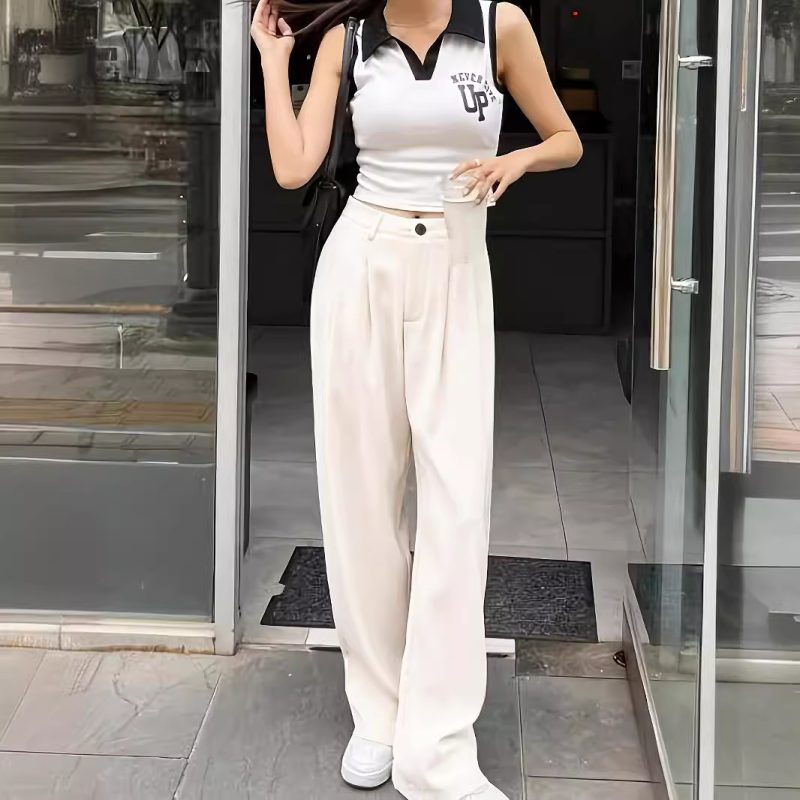 Elegant High-Waist Wide Leg Pants - Popular Office Casual Trousers - Image 3