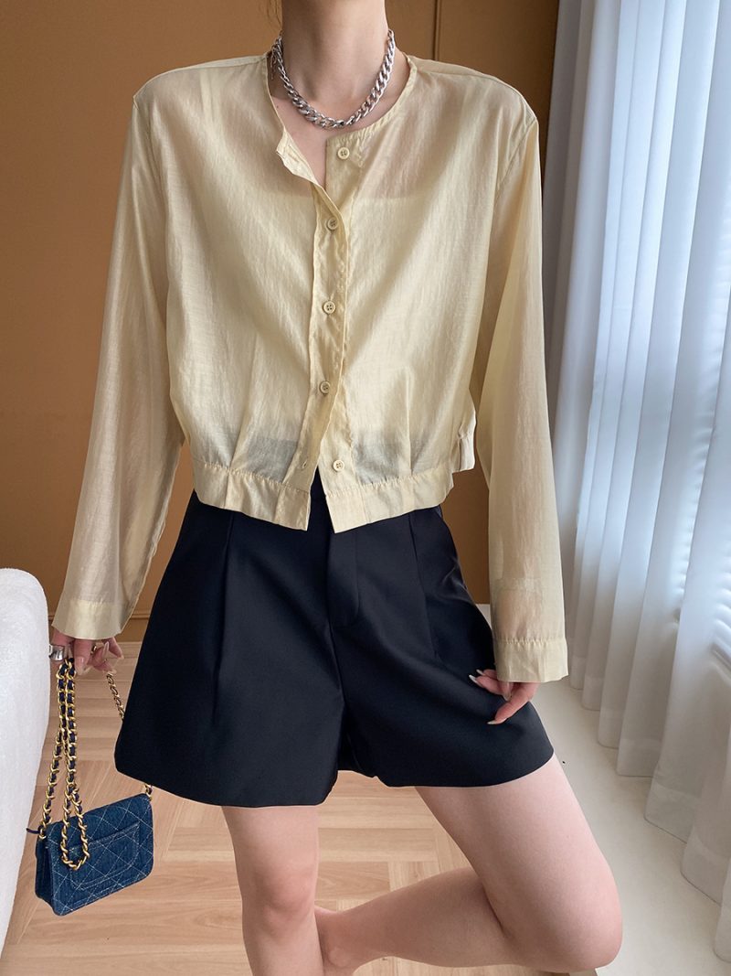 Summer Lightweight Tencel Round Neck Single-Breasted Sun Protection Short Cardigan - Image 2
