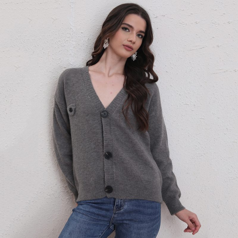 V-Neck Button Cardigan - Autumn/Winter Casual Sweater - Image 3
