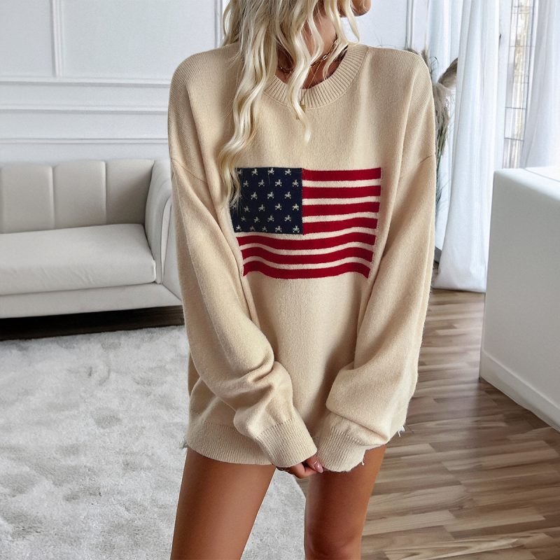 Women’s Autumn Winter Casual Loose Yarn Dyed Long Sleeve Sweater - Image 2