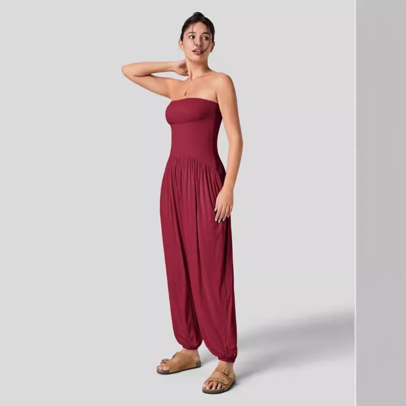 Women's Casual Summer Tube Top Ankle-Tied Jumpsuit - Image 4