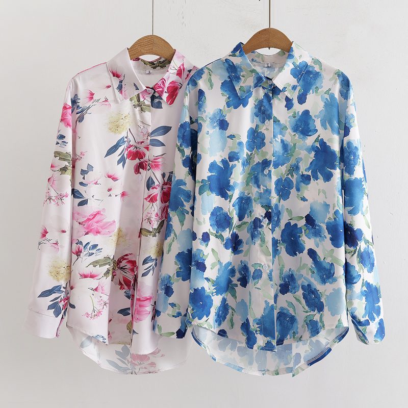 Floral Loose Collared Long Sleeve Shirt - Women’s Casual Top - Image 4