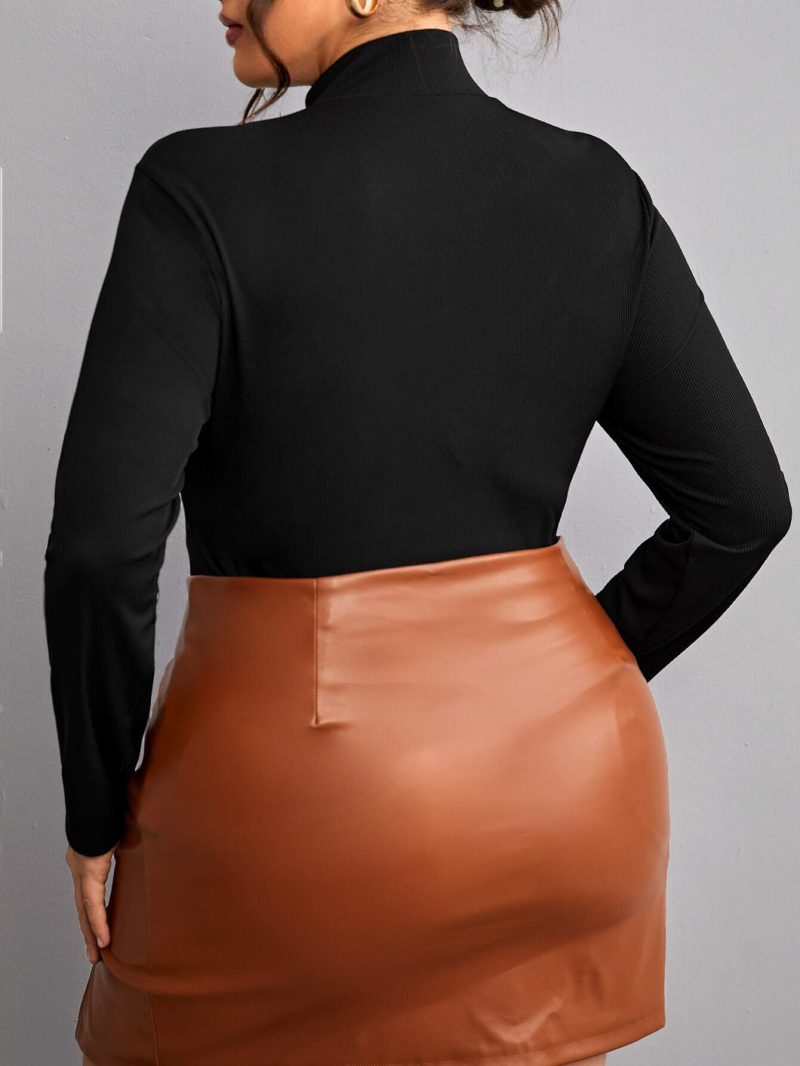 Plus Size Elegant Faux Two-Piece Blouse - Fall/Winter - Image 3