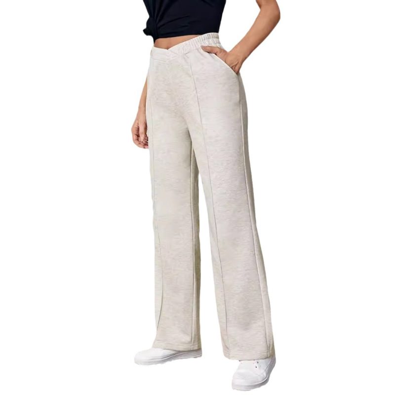 Autumn High-Waist Sweatpants - Split Straight Wide Leg, Casual Sports Pants - Image 5